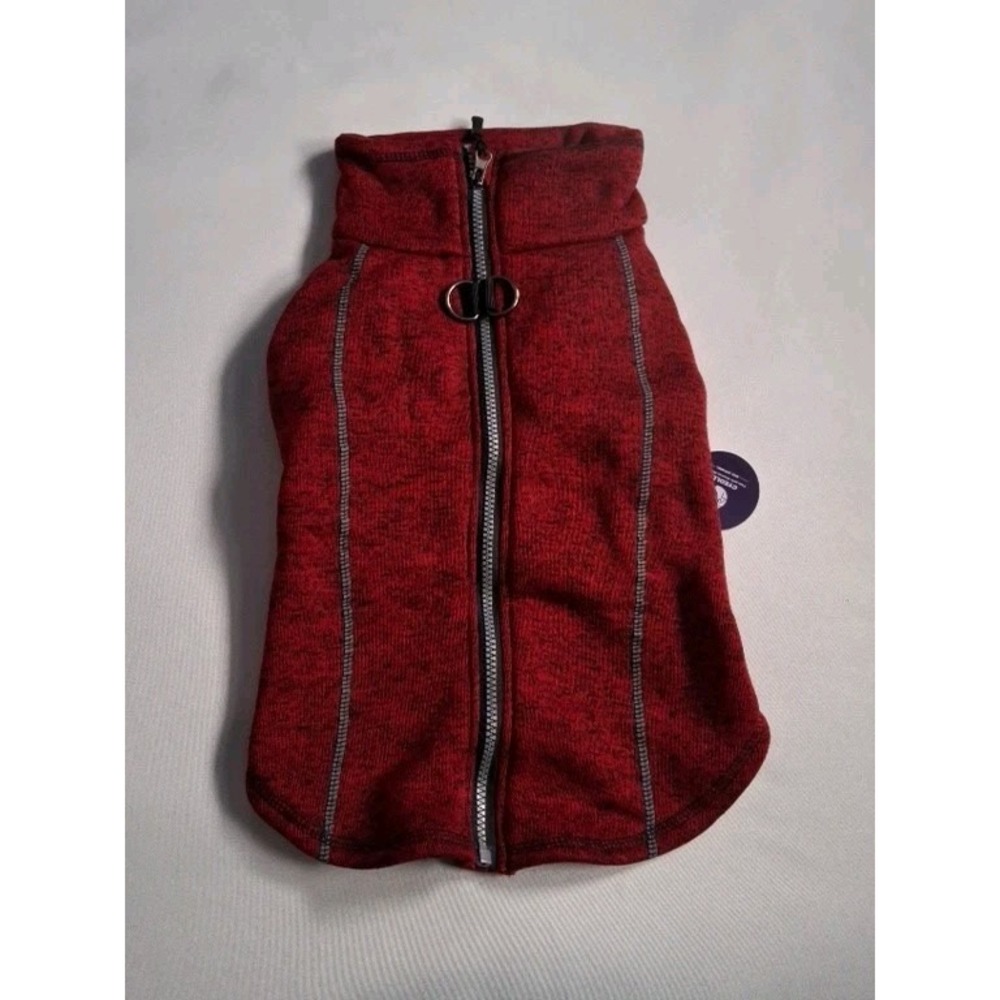 Cyeollo‎ XL Dog Fleece Jacket  Red  Winter Coat Reflective Zipper D-Ring Med